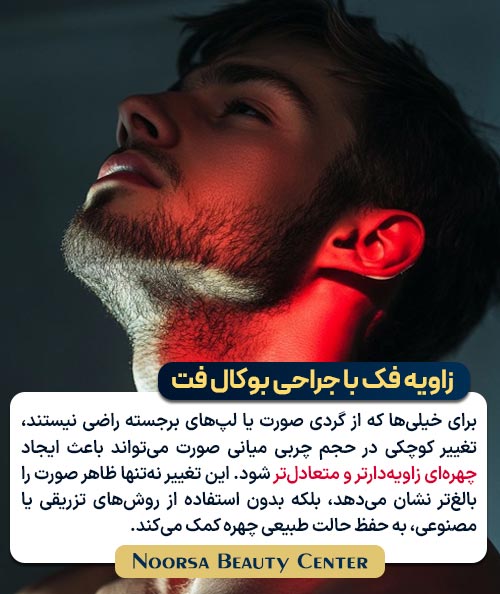 زاویه فک با جراحی بوکال فت