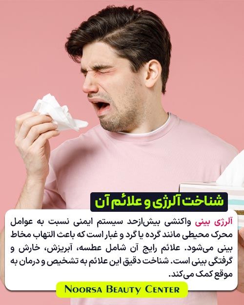 شناخت آلرژی به همراه تصویر مرد در حال عطسه
