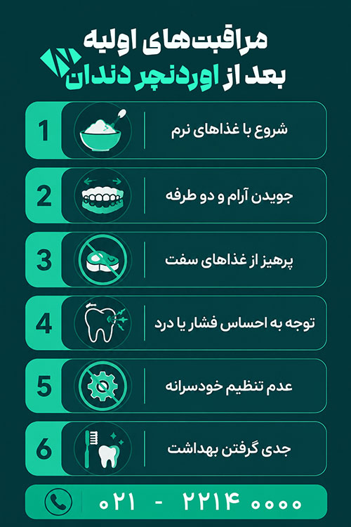 مراقبت های اولیه بعد از اوردنچر دندان